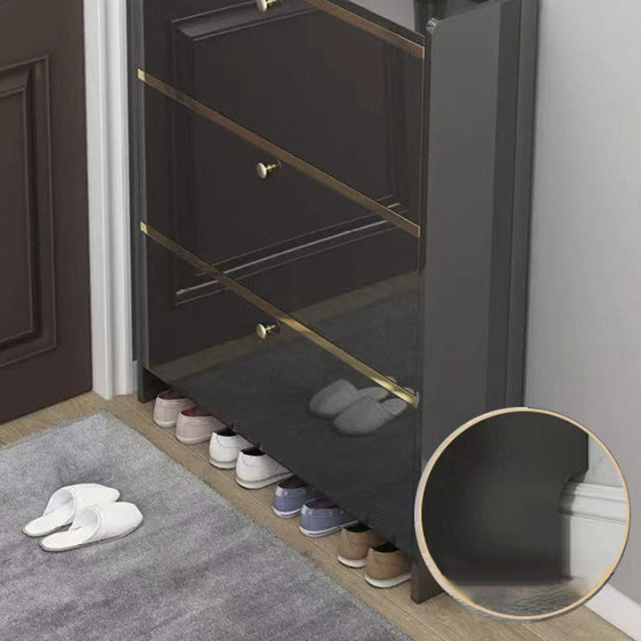 Zeitgenössischer luxuriöser rechteckiger 3-stufiger Schuhschrank aus MDF-Kunststoff für den Eingangsbereich 