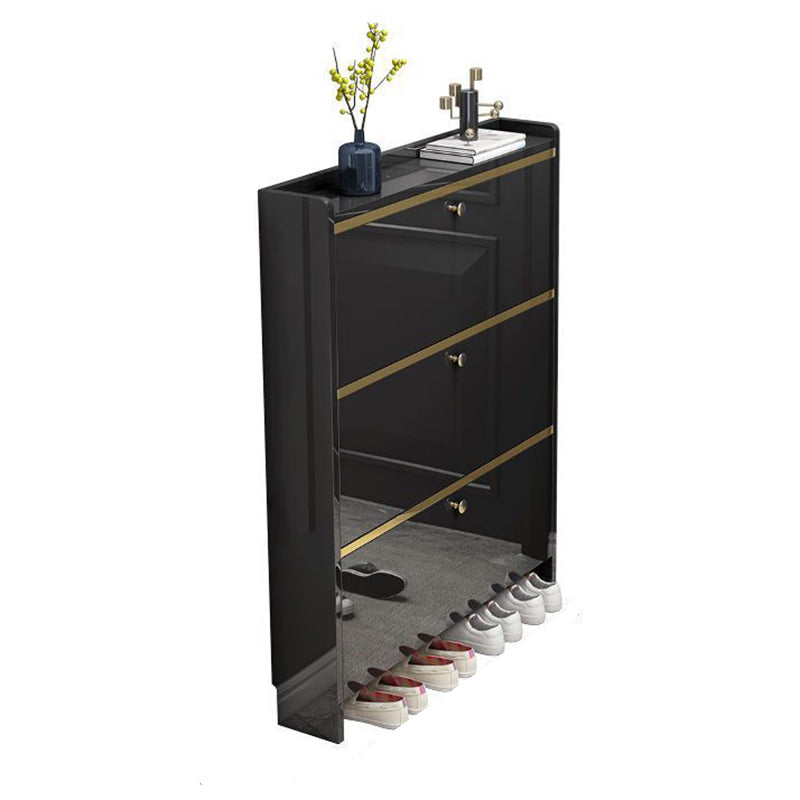 Zeitgenössischer luxuriöser rechteckiger 3-stufiger Schuhschrank aus MDF-Kunststoff für den Eingangsbereich 