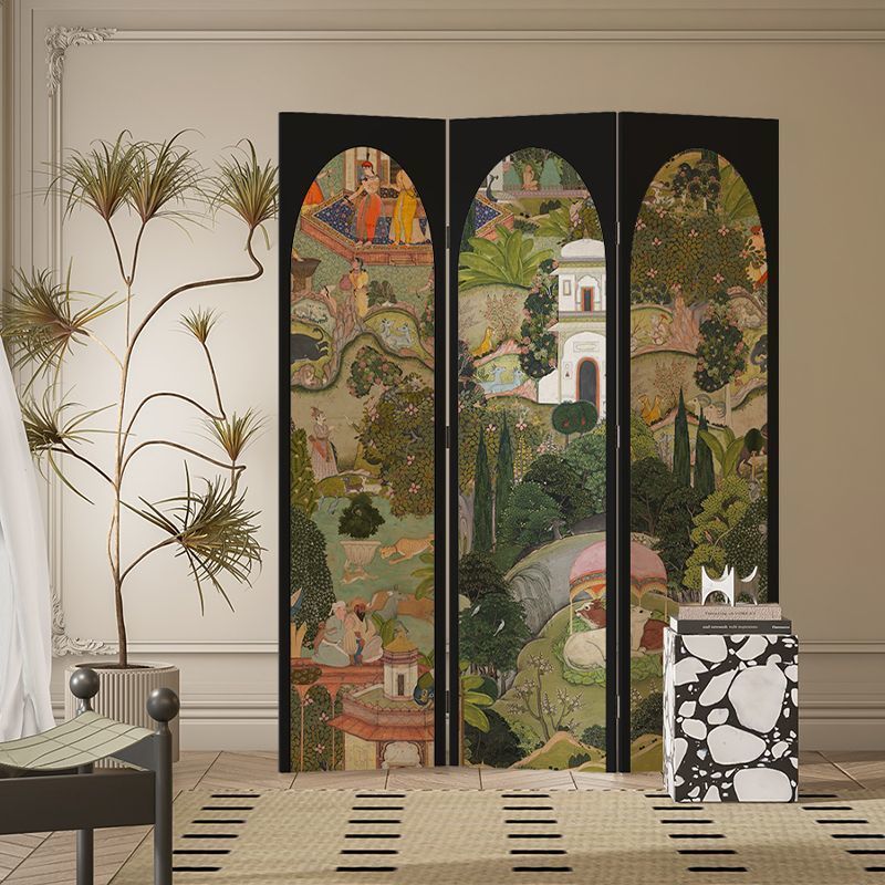 Modern Art Deco Cedar Waterproof Fabric Stainless Steel Rectangular Foldable Room Divider For Living Room