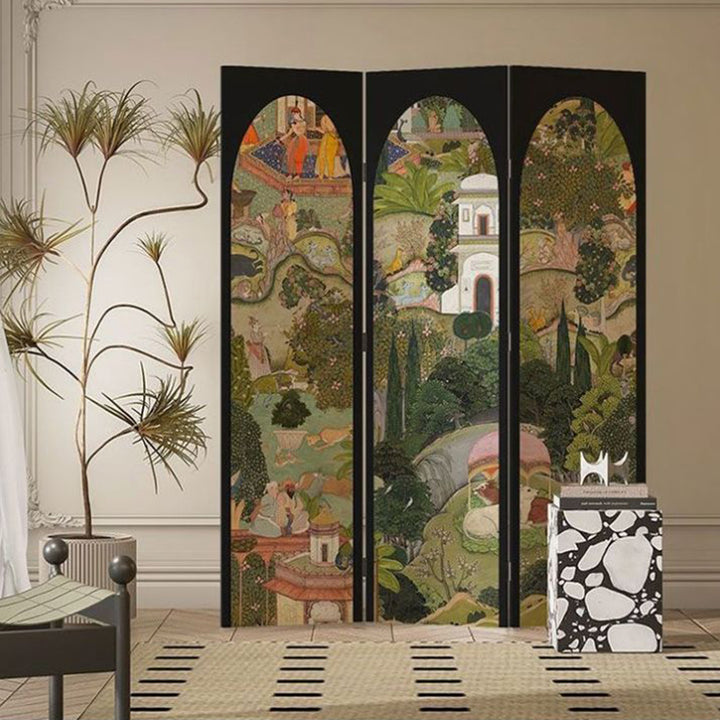 Modern Art Deco Cedar Waterproof Fabric Stainless Steel Rectangular Foldable Room Divider For Living Room