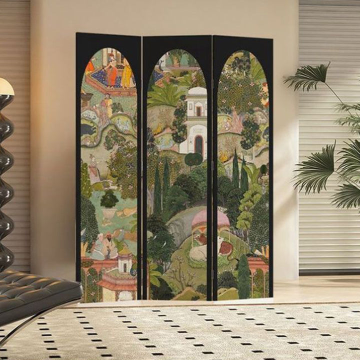 Modern Art Deco Cedar Waterproof Fabric Stainless Steel Rectangular Foldable Room Divider For Living Room