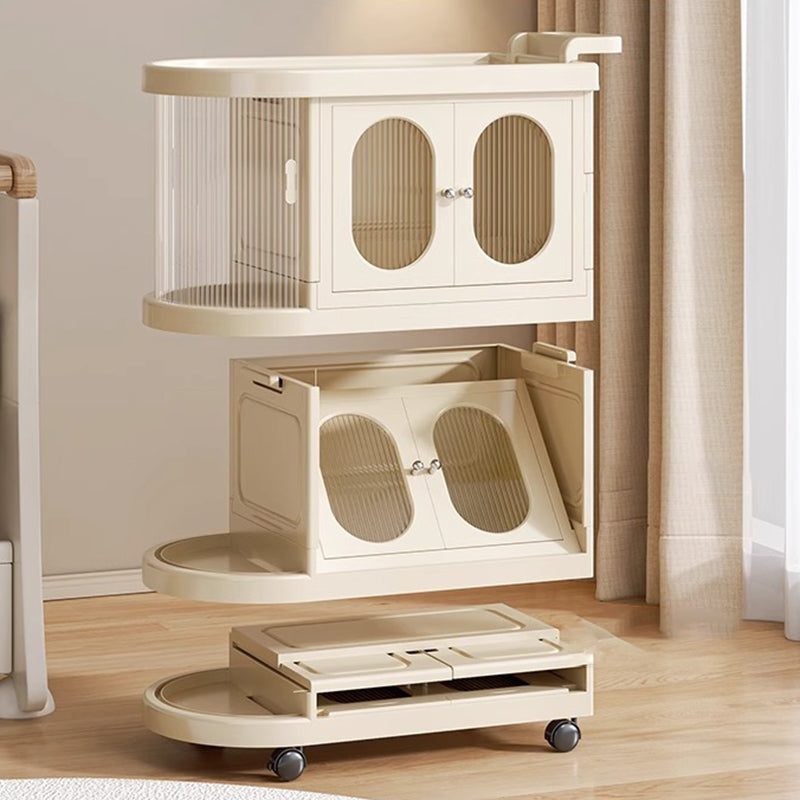 Modern Minimalist PP Plastic Oval Movable Foldable Storage Cabinet 2/3/4/5-Tier Baby Feeding Organizer For Living Room