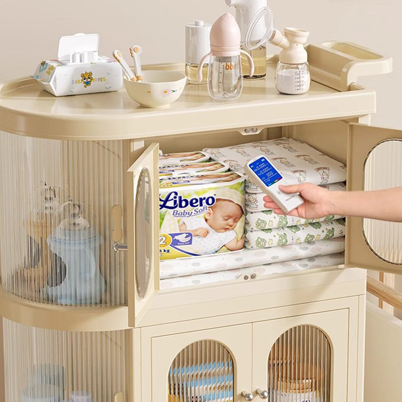 Modern Minimalist PP Plastic Oval Movable Foldable Storage Cabinet 2/3/4/5-Tier Baby Feeding Organizer For Living Room