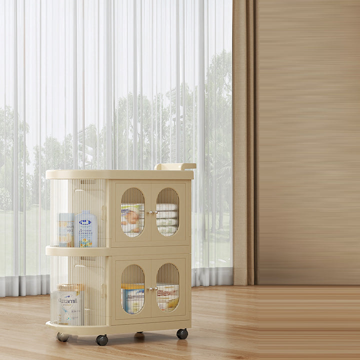 Modern Minimalist PP Plastic Oval Movable Foldable Storage Cabinet 2/3/4/5-Tier Baby Feeding Organizer For Living Room