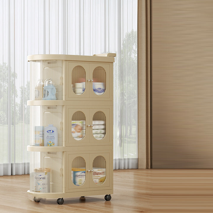 Modern Minimalist PP Plastic Oval Movable Foldable Storage Cabinet 2/3/4/5-Tier Baby Feeding Organizer For Living Room