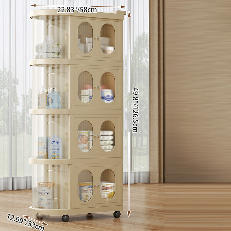 Modern Minimalist PP Plastic Oval Movable Foldable Storage Cabinet 2/3/4/5-Tier Baby Feeding Organizer For Living Room