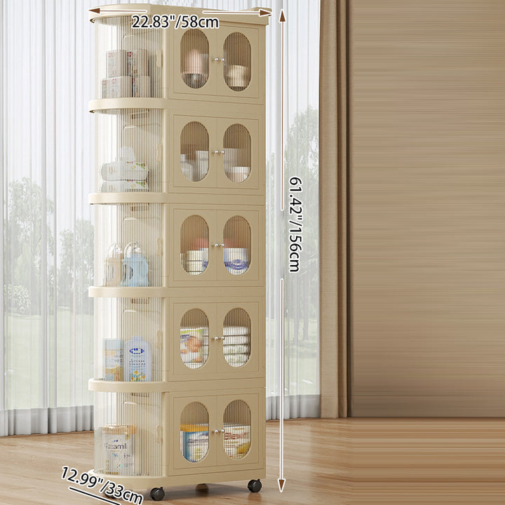 Modern Minimalist PP Plastic Oval Movable Foldable Storage Cabinet 2/3/4/5-Tier Baby Feeding Organizer For Living Room