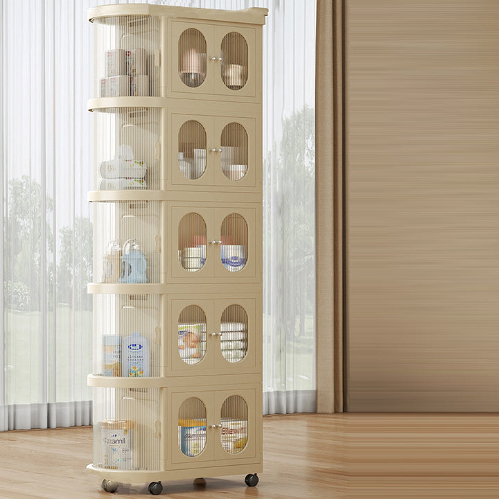 Modern Minimalist PP Plastic Oval Movable Foldable Storage Cabinet 2/3/4/5-Tier Baby Feeding Organizer For Living Room