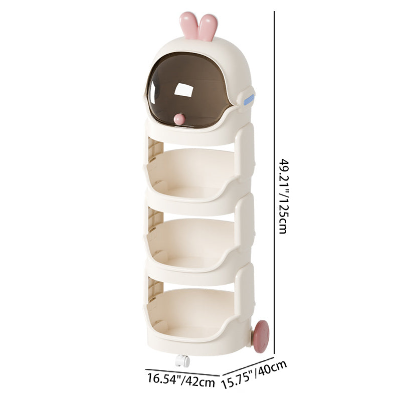 Contemporary Creative PP PC Steel Round-square Duck/Rabbit-style Movable Storage Cabinet 2/3/4-Tier For Living Room