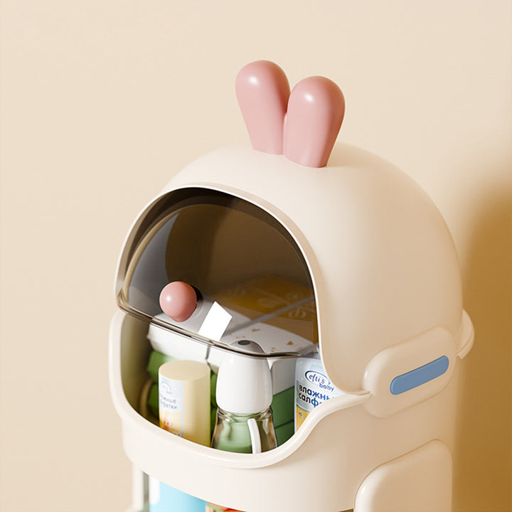 Contemporary Creative PP PC Steel Round-square Duck/Rabbit-style Movable Storage Cabinet 2/3/4-Tier For Living Room