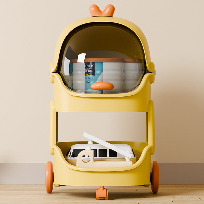 Contemporary Creative PP PC Steel Round-square Duck/Rabbit-style Movable Storage Cabinet 2/3/4-Tier For Living Room