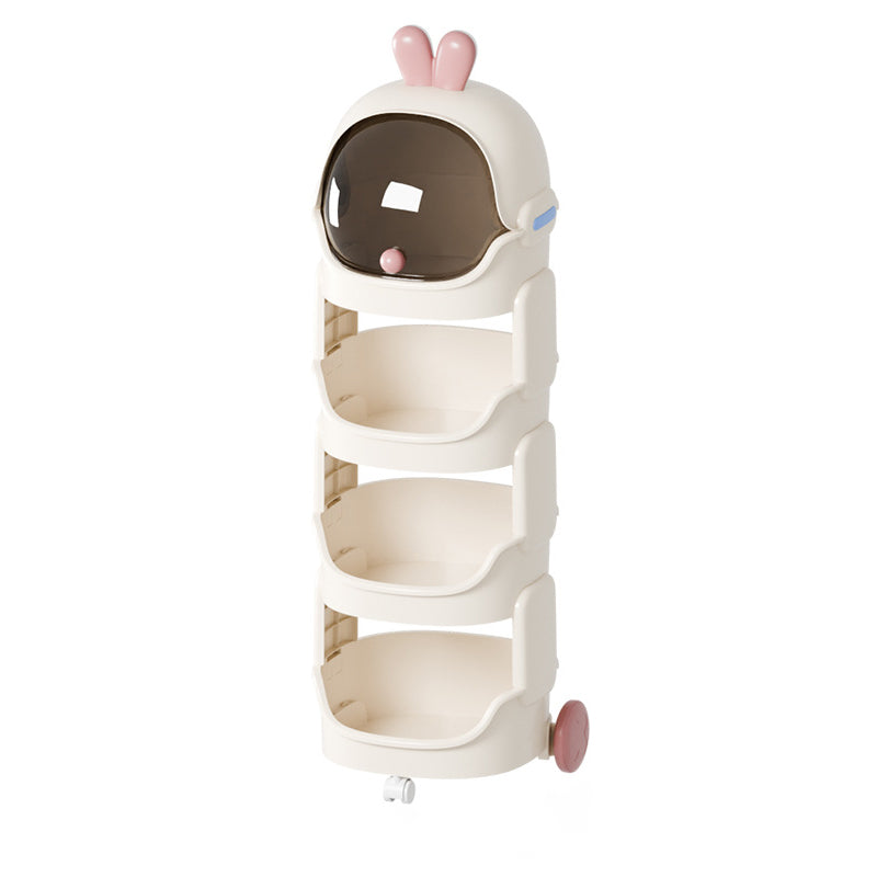 Contemporary Creative PP PC Steel Round-square Duck/Rabbit-style Movable Storage Cabinet 2/3/4-Tier For Living Room