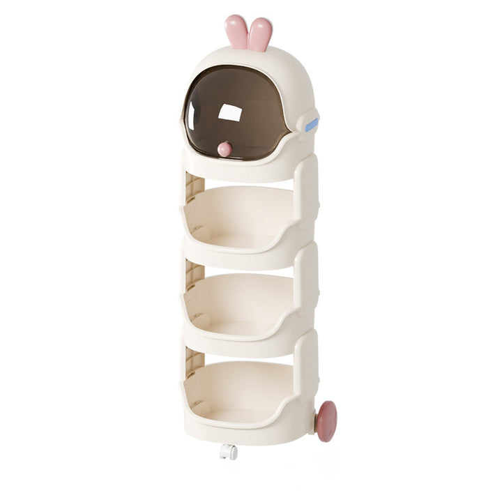 Contemporary Creative PP PC Steel Round-square Duck/Rabbit-style Movable Storage Cabinet 2/3/4-Tier For Living Room