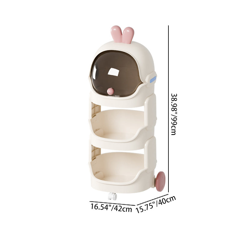 Contemporary Creative PP PC Steel Round-square Duck/Rabbit-style Movable Storage Cabinet 2/3/4-Tier For Living Room