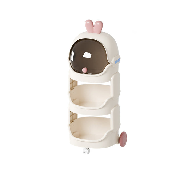 Contemporary Creative PP PC Steel Round-square Duck/Rabbit-style Movable Storage Cabinet 2/3/4-Tier For Living Room