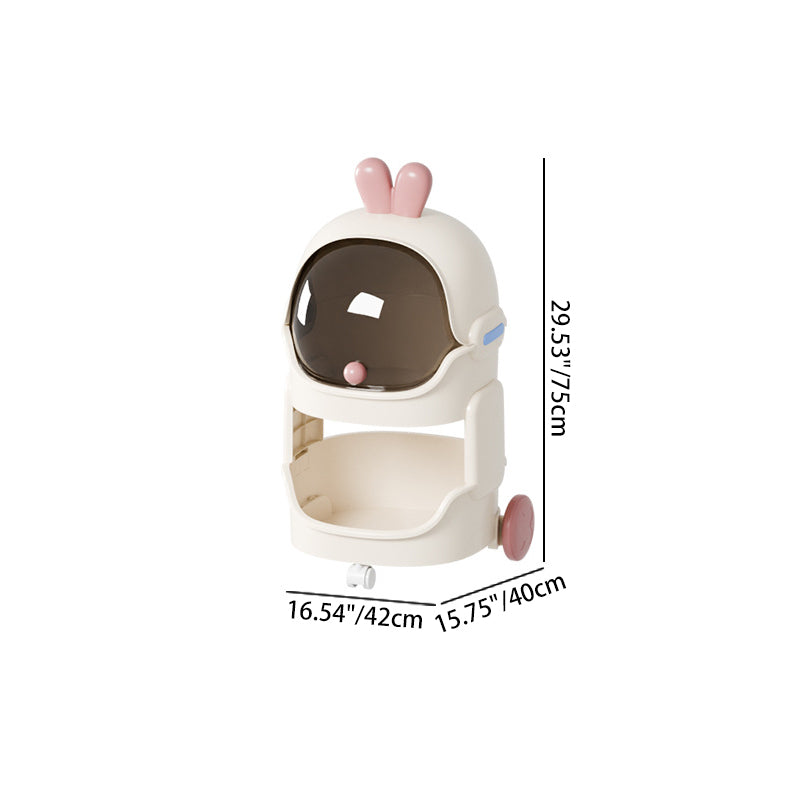 Contemporary Creative PP PC Steel Round-square Duck/Rabbit-style Movable Storage Cabinet 2/3/4-Tier For Living Room