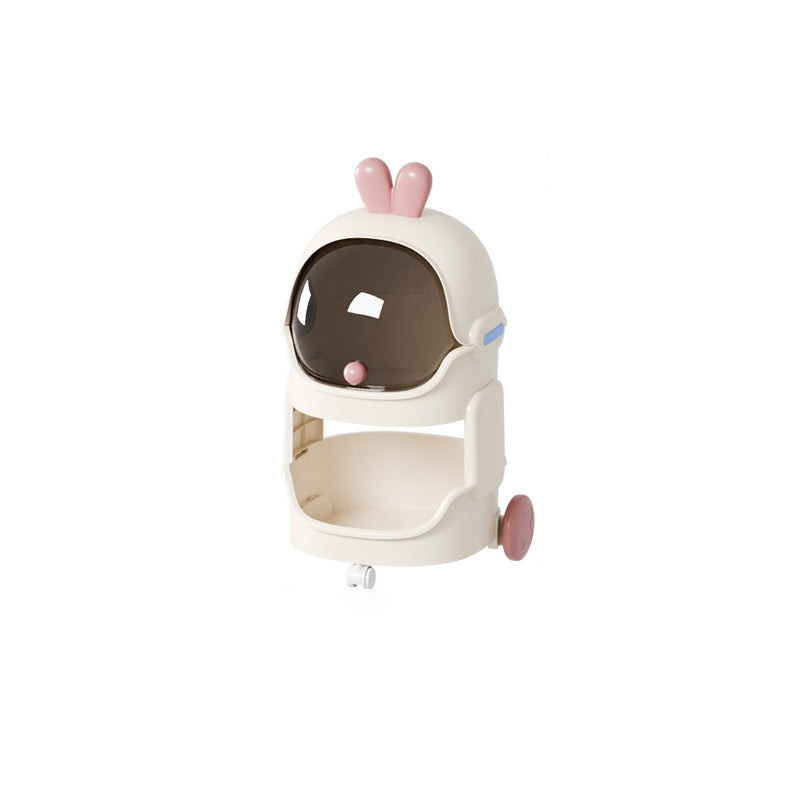 Contemporary Creative PP PC Steel Round-square Duck/Rabbit-style Movable Storage Cabinet 2/3/4-Tier For Living Room