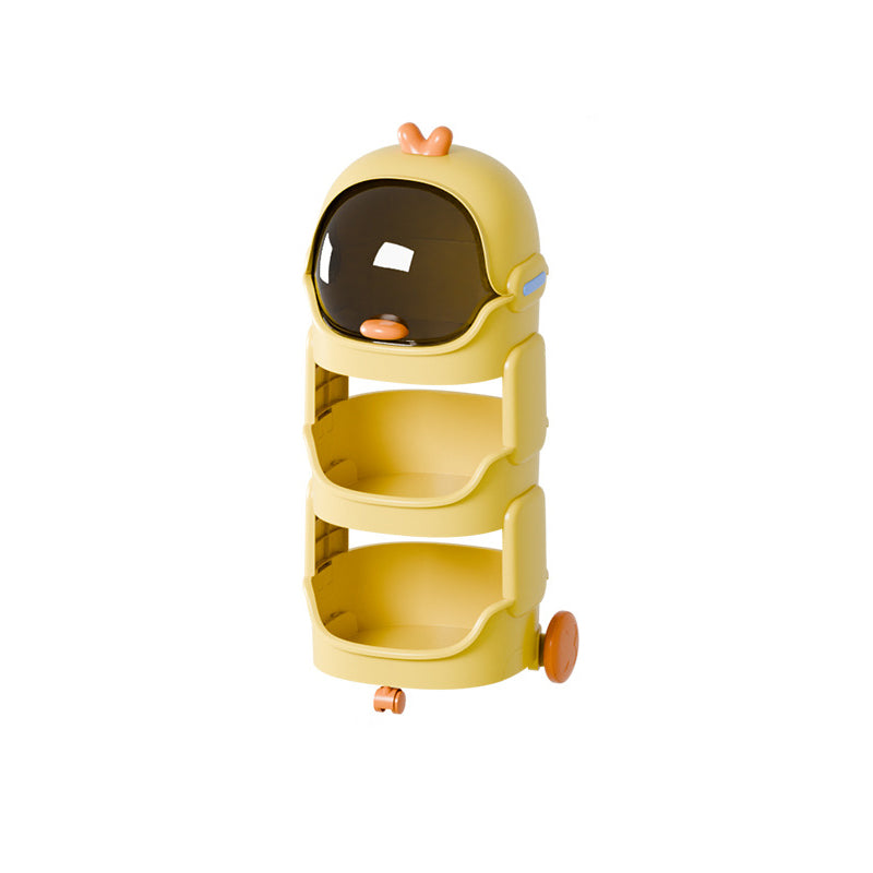 Contemporary Creative PP PC Steel Round-square Duck/Rabbit-style Movable Storage Cabinet 2/3/4-Tier For Living Room