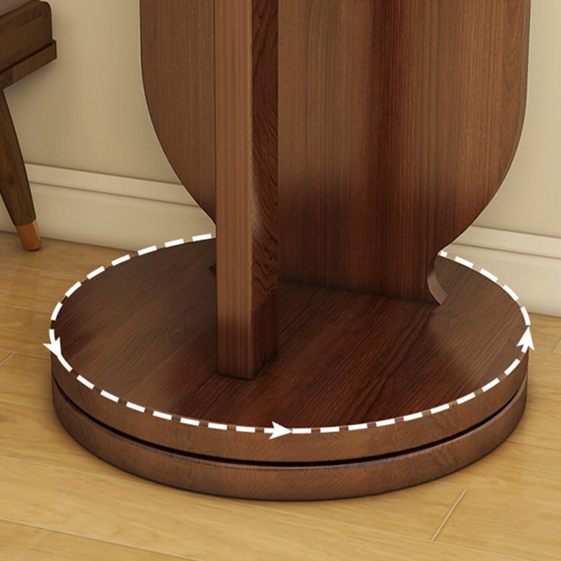 Modern Minimalist Particleboard Glass Round Swivel Hall Tree With Full-Length Mirror For Bedroom &amp; Living Room