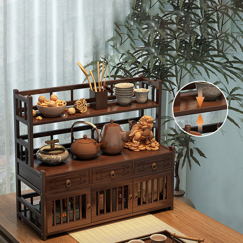 Étagère de rangement rectangulaire de bureau à 3 tiroirs en MDF avec bambou Nan chinois traditionnel pour salon 