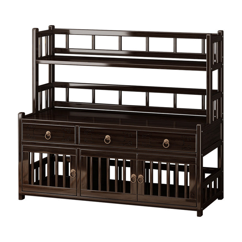 Étagère de rangement rectangulaire de bureau à 3 tiroirs en MDF avec bambou Nan chinois traditionnel pour salon 
