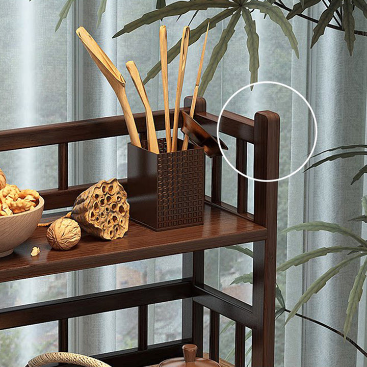 Étagère de rangement rectangulaire de bureau à 3 tiroirs en MDF avec bambou Nan chinois traditionnel pour salon 
