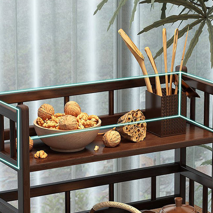 Étagère de rangement rectangulaire de bureau à 3 tiroirs en MDF avec bambou Nan chinois traditionnel pour salon 