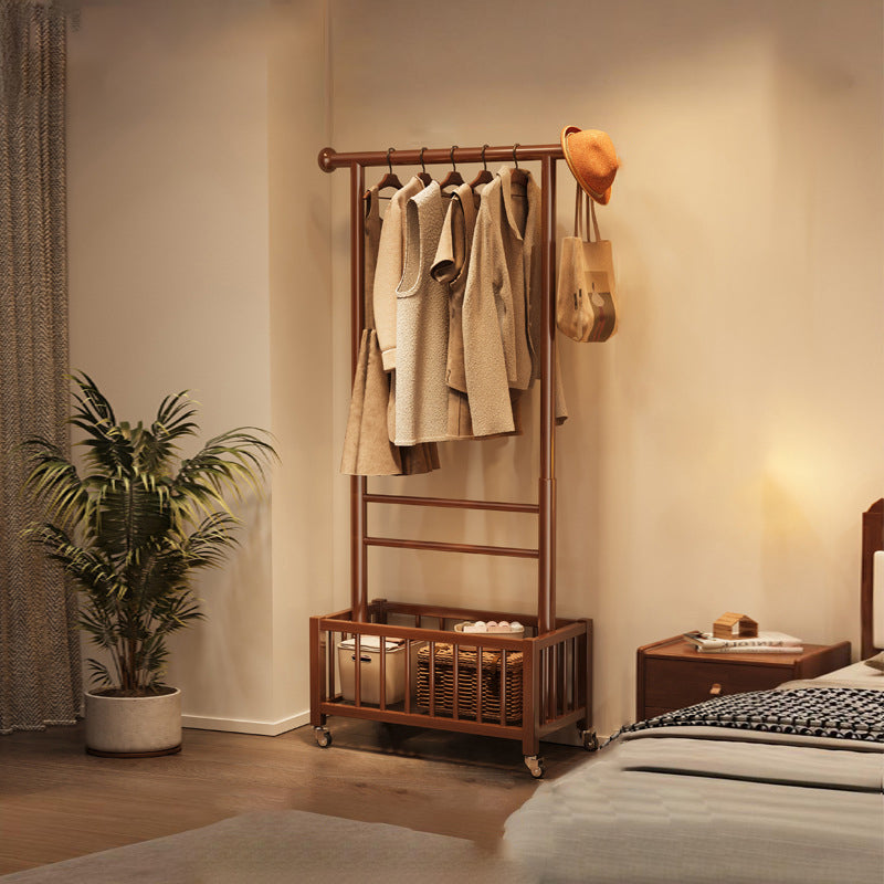 Modern Minimalist Pine Wood Rectangular Movable Hall Tree 1-Cabinet For Bedroom &amp; Living Room