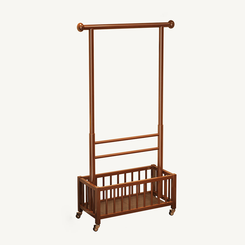 Modern Minimalist Pine Wood Rectangular Movable Hall Tree 1-Cabinet For Bedroom &amp; Living Room