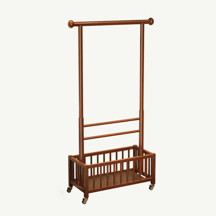 Modern Minimalist Pine Wood Rectangular Movable Hall Tree 1-Cabinet For Bedroom &amp; Living Room
