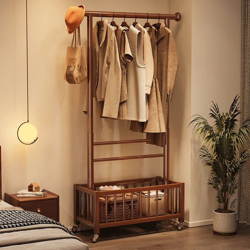 Modern Minimalist Pine Wood Rectangular Movable Hall Tree 1-Cabinet For Bedroom &amp; Living Room