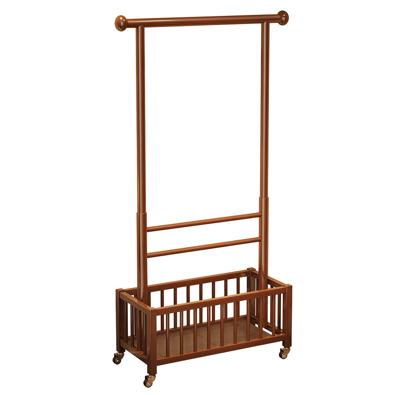 Modern Minimalist Pine Wood Rectangular Movable Hall Tree 1-Cabinet For Bedroom &amp; Living Room