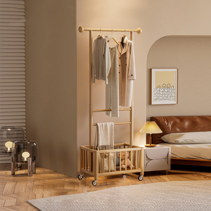 Modern Minimalist Pine Wood Rectangular Movable Hall Tree 1-Cabinet For Bedroom &amp; Living Room