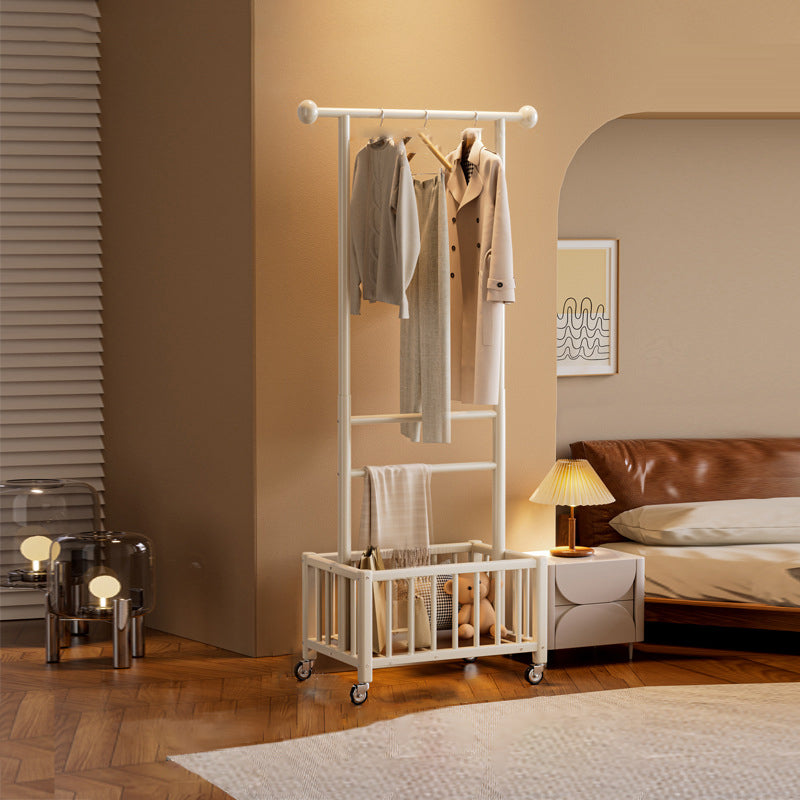Modern Minimalist Pine Wood Rectangular Movable Hall Tree 1-Cabinet For Bedroom &amp; Living Room