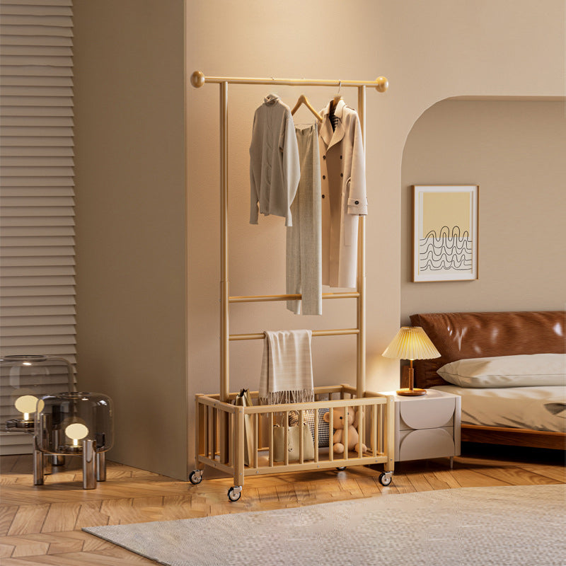 Modern Minimalist Pine Wood Rectangular Movable Hall Tree 1-Cabinet For Bedroom &amp; Living Room