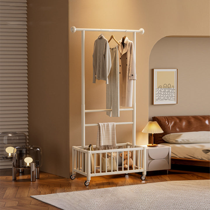 Modern Minimalist Pine Wood Rectangular Movable Hall Tree 1-Cabinet For Bedroom &amp; Living Room