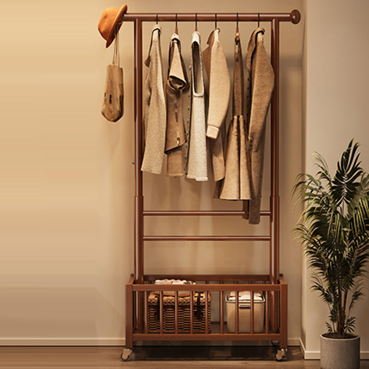 Modern Minimalist Pine Wood Rectangular Movable Hall Tree 1-Cabinet For Bedroom &amp; Living Room