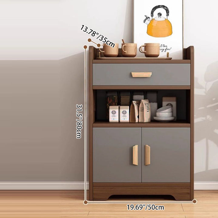 Contemporary Nordic MDF Rectangular Movable Sideboard With 4-Tier For Living Room &amp; Dining Room