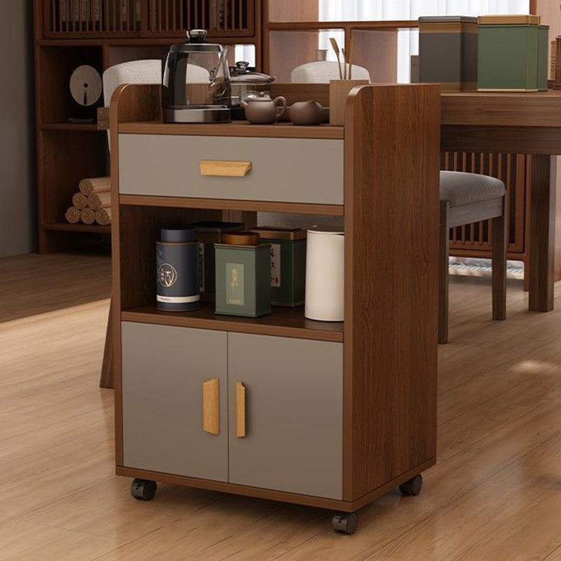 Contemporary Nordic MDF Rectangular Movable Sideboard With 4-Tier For Living Room &amp; Dining Room