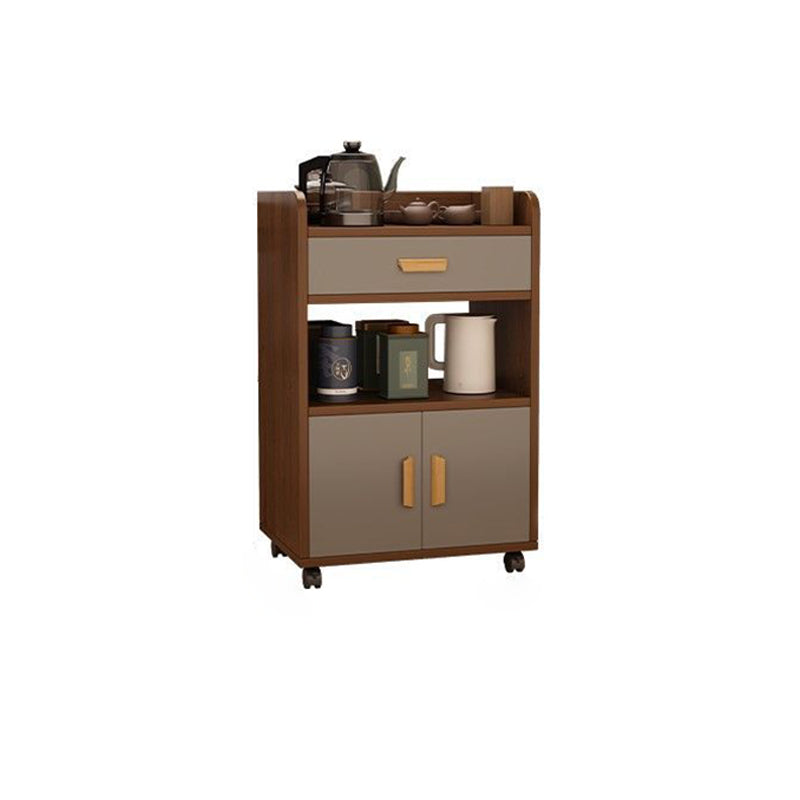 Contemporary Nordic MDF Rectangular Movable Sideboard With 4-Tier For Living Room &amp; Dining Room
