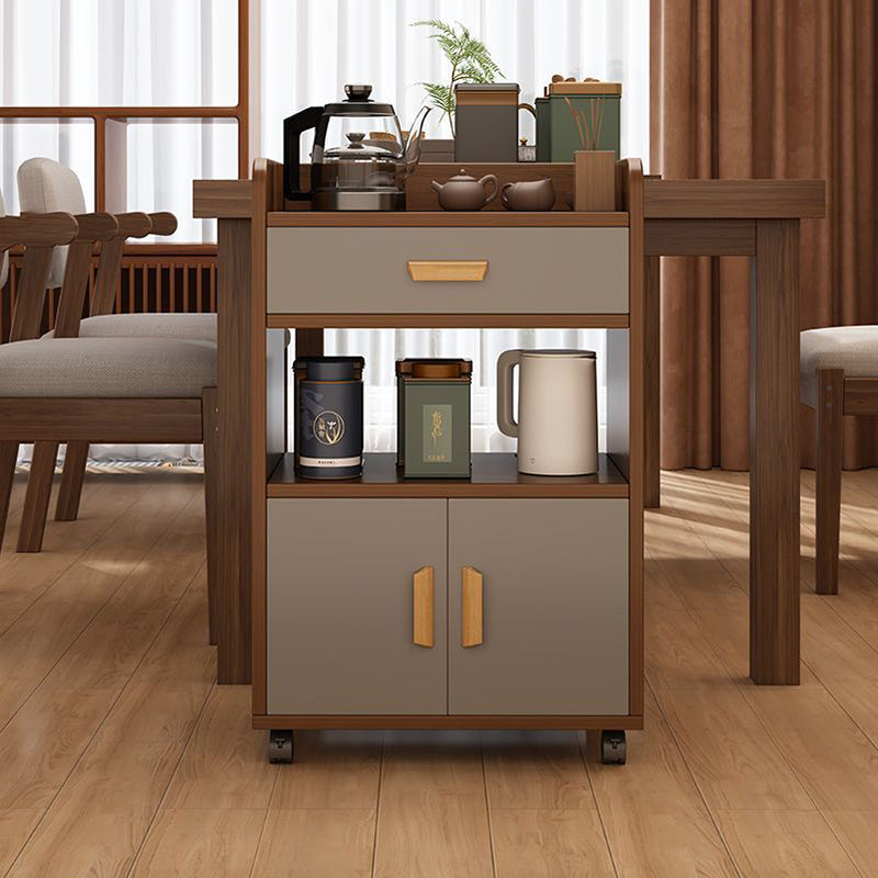 Contemporary Nordic MDF Rectangular Movable Sideboard With 4-Tier For Living Room &amp; Dining Room