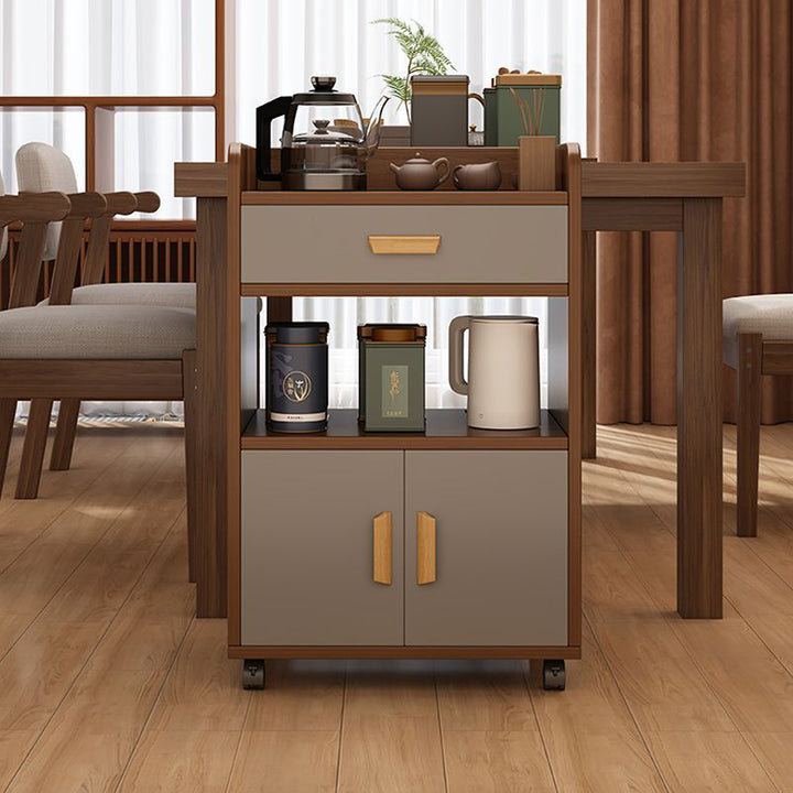 Contemporary Nordic MDF Rectangular Movable Sideboard With 4-Tier For Living Room &amp; Dining Room