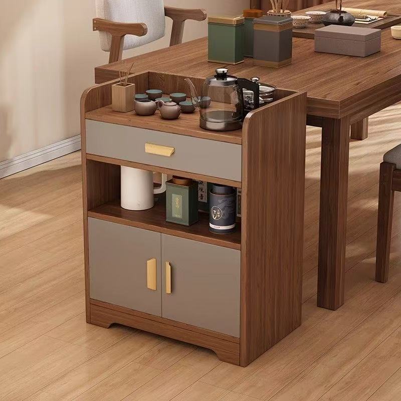 Contemporary Nordic MDF Rectangular Movable Sideboard With 4-Tier For Living Room &amp; Dining Room