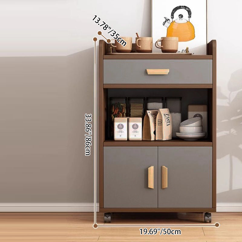 Contemporary Nordic MDF Rectangular Movable Sideboard With 4-Tier For Living Room &amp; Dining Room