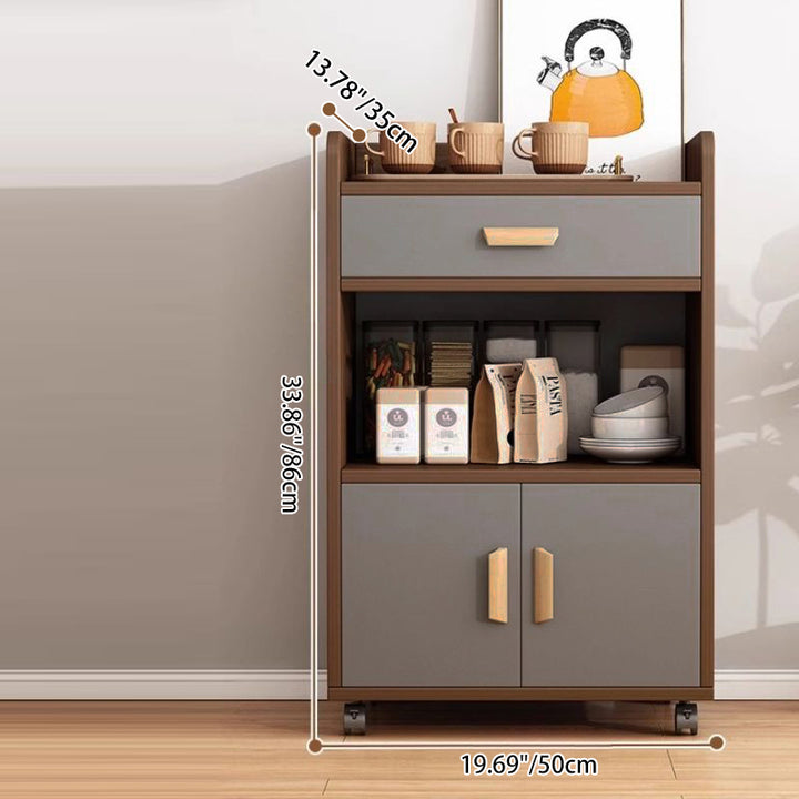 Contemporary Nordic MDF Rectangular Movable Sideboard With 4-Tier For Living Room &amp; Dining Room