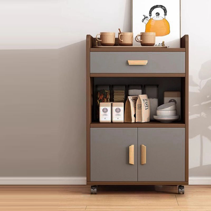Contemporary Nordic MDF Rectangular Movable Sideboard With 4-Tier For Living Room &amp; Dining Room