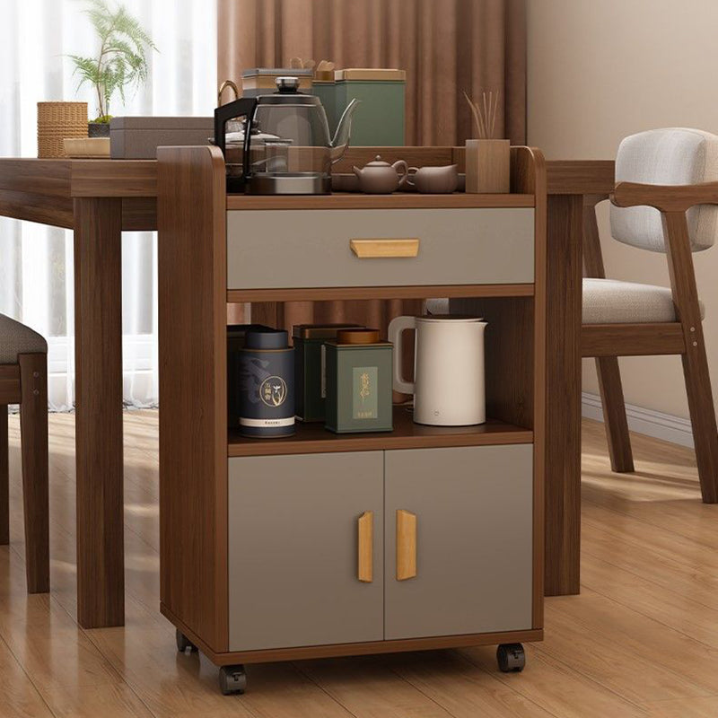 Contemporary Nordic MDF Rectangular Movable Sideboard With 4-Tier For Living Room &amp; Dining Room