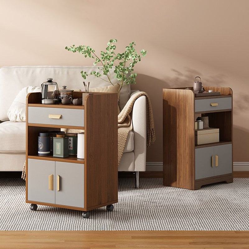 Contemporary Nordic MDF Rectangular Movable Sideboard With 4-Tier For Living Room &amp; Dining Room
