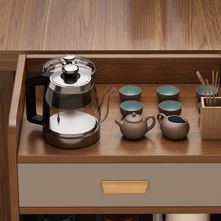 Contemporary Nordic MDF Rectangular Movable Sideboard With 4-Tier For Living Room &amp; Dining Room