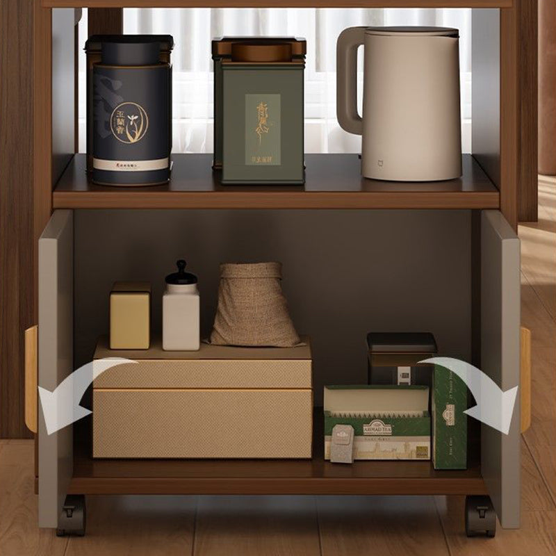 Contemporary Nordic MDF Rectangular Movable Sideboard With 4-Tier For Living Room &amp; Dining Room